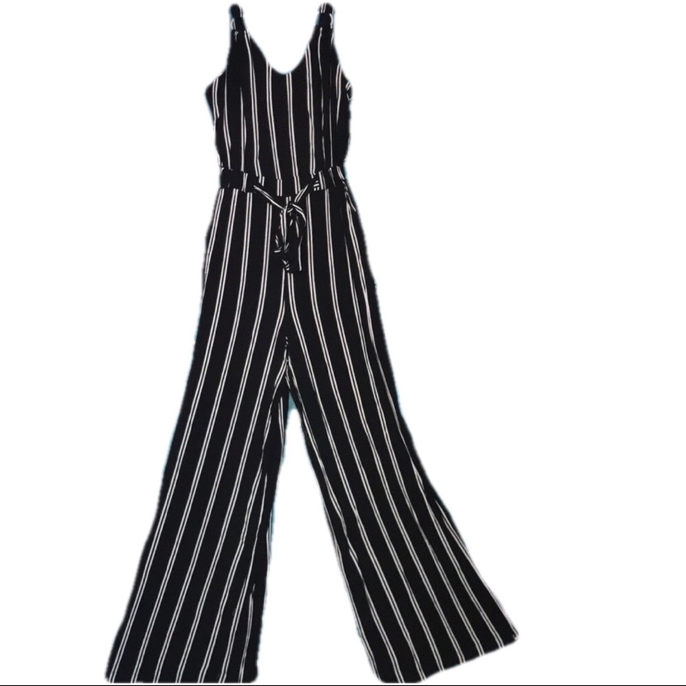 Black and white striped jumpsuit
